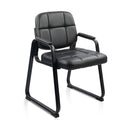 Clatina Leather Office Guest Chair with Sled Base, Reception Chair No Wheels with Armrests and Lumber Support, Stationary Desk Armchair for