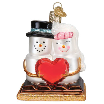 Old World Christmas S'Mores in-Love Glass Blown Ornament for Christmas Tree, Handcrafted Holiday Decoration, Dessert - Cookie Collection