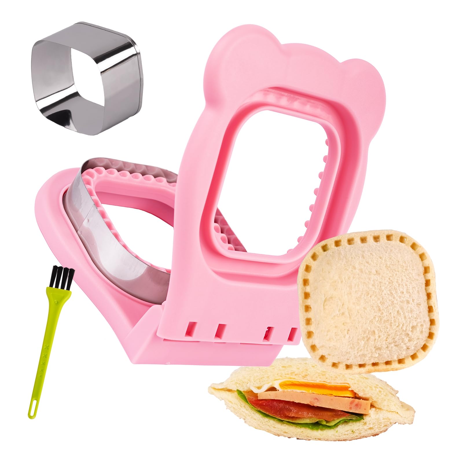 Uncrustables Sandwich Maker Sealer Cutter, Crustless Sandwich Cutter, PB&J Uncrustable Maker - Color Pink, Square Shape