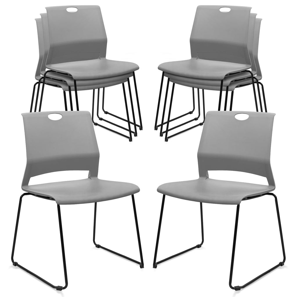 Klasika Stackable Guest Reception Chairs, Stacking Office Chair with Ergonomic Lumbar Support & Metal Legs, Plastic Desk Chairs for Conference
