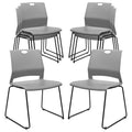 Klasika Stackable Guest Reception Chairs, Stacking Office Chair with Ergonomic Lumbar Support & Metal Legs, Plastic Desk Chairs for Conference