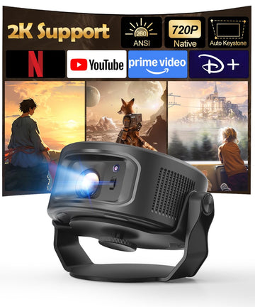Magcubic Smart Projector, Mini Projector with WiFi and Bluetooth HY300GT | Portable Projector 2K Support, Voice Control, Auto Keystone, Built-in Apps, 5W Speaker Proyector for Movie Home Outdoor