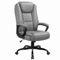 Lemberi Home Office Executive Desk Chair, High Back Pu Leather Chair, Height Adjustable Swivel Computer Chair with Padded Armrest, Grey