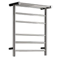 Electric Heated Towel Rail Radiator, Polished 304 Stainless Steel Towel Warmer Drying Rack, Hotel Bathroom Wall Mounted 5 Bars Heated Towel Holder with Top Shelf,Hardwired (Plug in)