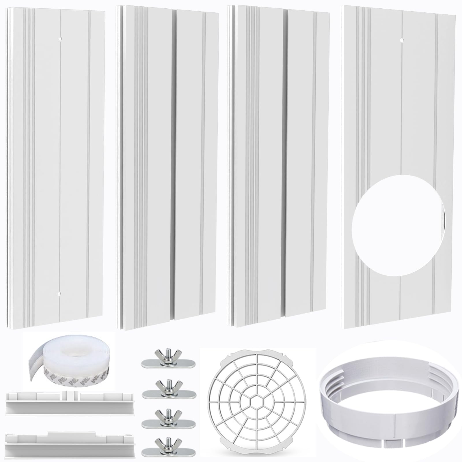 Portable Air Conditioner Window Vent Seal Kit Fit for 5.9" Exhaust Hose, Mobile AC Unit Window Vent Kit with 4 Vent Seal Plates for Vertical/Horizontal Sliding Window