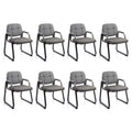 Clatina Waiting Room Guest Chair with Bonded Leather Padded Arm Rest for Office Reception and Conference Desk Black with Sled Base Grey 8 Pack