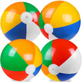 Vellibring 4 Pack 20" Summer Inflatable Big Beach Balls Rainbow Swimming Pool Water Games Toys for Kids Summer Party Supplies Decorations