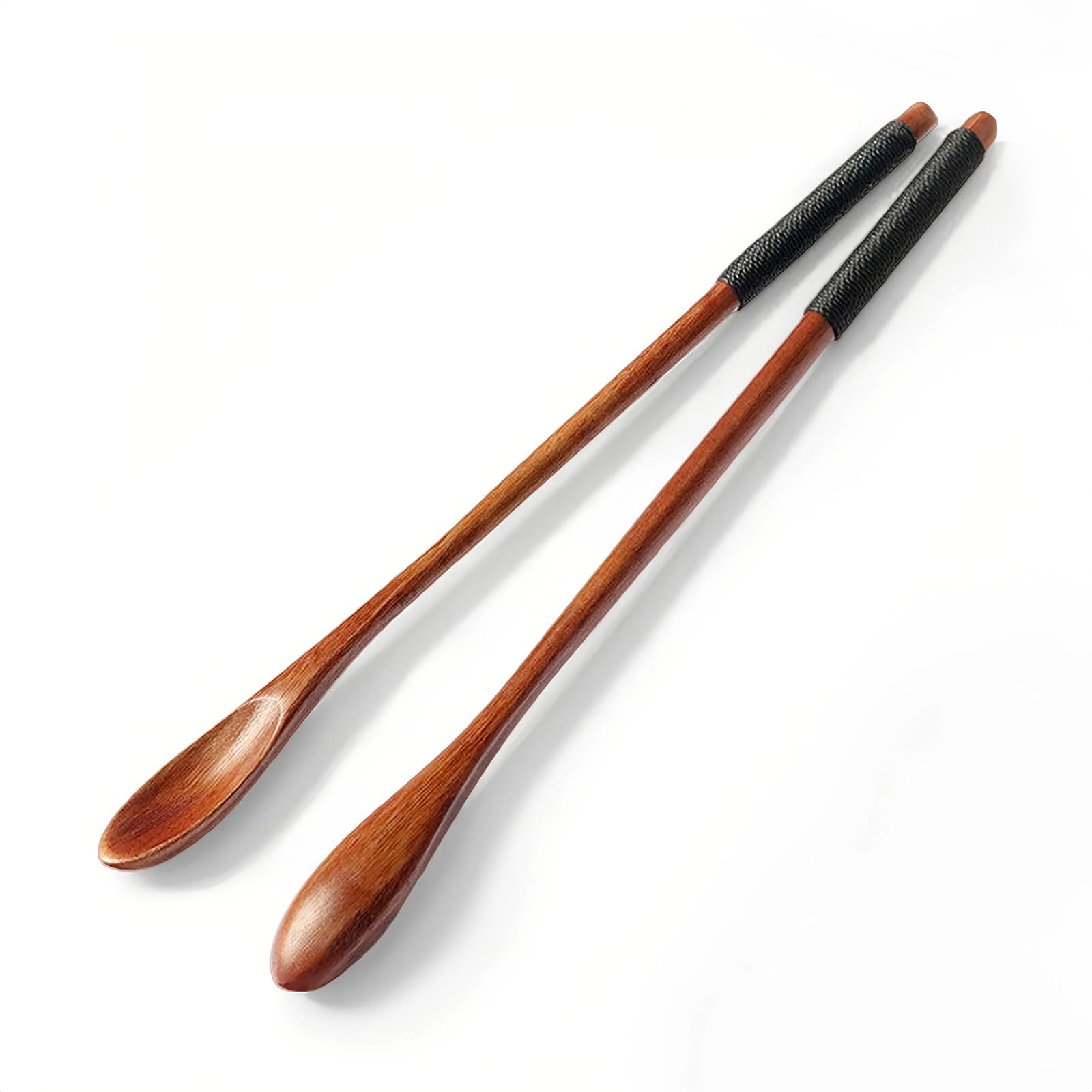 2 Pack Wooden Coffee Spoons - 7.7 Inches Long Handle Stirring Spoons for Coffee, Honey, Tea & Spices | Handmade & Reusable Wood Spoons for Jars, Mugs & Home Cafe