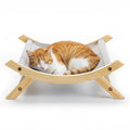 CallieCo Wooden Cat Hammock Bed, Modern Elevated Pet Lounger with Premium Wooden Frame & Breathable Fabric, Stylish Indoor & Outdoor Cat Bed for Cats & Small Dogs - Gray