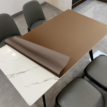 Zinkooat Leather Table Pad,1.8mm Thick,40x78 Inch,Dining Table Pad,Table Pads for Dining Room Table Rectangular,Table Protector for Dining Room Table(Mud Color+Champagne Gold,40x78)