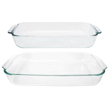 Pyrex 233 (3Qt) and 232 (2Qt) Clear Glass Baking Dishes - Made in USA