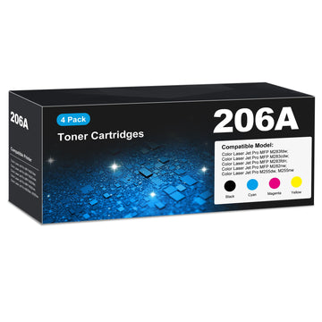 206A Toner Cartridges 4 pack for HP 206A 206X toner Cartridges, LaserJet M283fdw M283cdw toner Cartridge, HP206A 206 Toner set for Color Laser Jet Pro MFP M283fdw M283cdw M255dw M283fdn M282nw M255nw