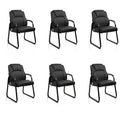 Clatina Leather Guest Chair with Padded Arm Rest for Reception Meeting Conference and Waiting Room Side Office Home Black with Sled Base 6 Pack