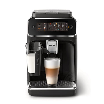 Philips Series 3300 Fully Automatic Espresso Coffee Machine - 6 Hot & Iced Drinks, LatteGo Milk System, 40% Quieter SilentBrew, Ceramic Grinder, Aquaclean Filter, Glossy Black (EP3341/50) (Renewed)
