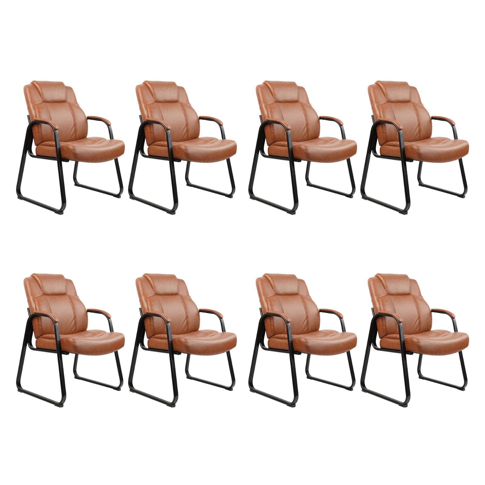 Clatina Big & Tall 500 Lb. Guest Chair, Pu Leather Office Reception Chairs with Sled Base, Desk Chair No Wheels for Waiting Room Conference