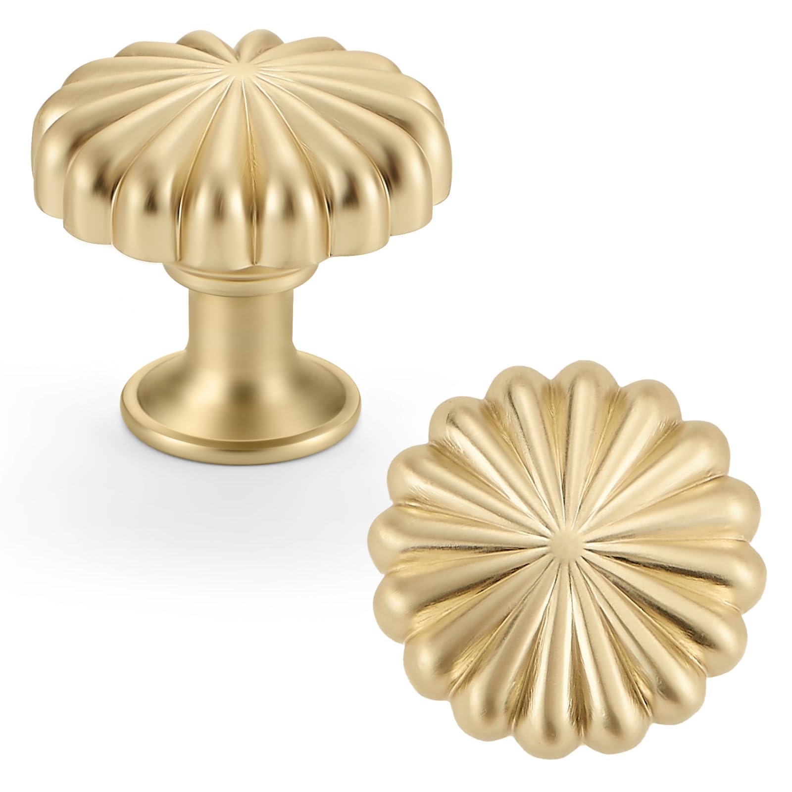 10 Pack Gold Cabinet Knobs for Kitchen Cabinets and Dresser Drawers?Zinc Alloy Brushed Brass Hardware Handles Pulls?Vintage Cupboard Drawer Knob