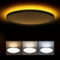 Matane 15.4in Dimmable LED Flush Mount Ceiling Light with Night Light, 36W Ceiling Lighting Fixture, 3000K/4000K/5000K Selectable, Low Profile Ceiling Lights for Bedroom, Kitchen, Hallway, Black