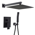 with High Pressure Rainfall Shower Head, Handheld Shower Head and Shower Faucet Valve, Bathroom Luxury Rain Mixer Shower Combo Set Wall Mounted, Black Rainfall Shower System 1