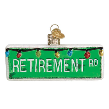 Old World Christmas Happy Retirement Glass Blown Ornament for Christmas Tree, Handcrafted Holiday Decoration, Sayings Collection