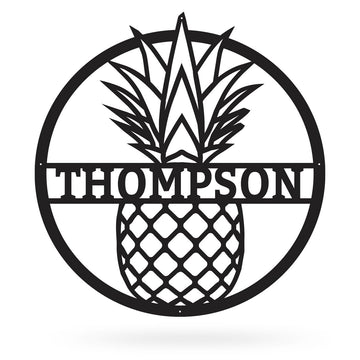 RealSteel Personalized Pineapple Metal Wall Art – Custom Tropical Monogram Family Name Sign | Beach House, Kitchen & Patio Décor | Indoor Outdoor Steel Wall Hanging | Wedding & Housewarming Gift | Made in USA