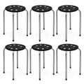 Costway 17.5-inch Height 6-pack Round Plastic Stack Stools, Black+grey, 14.5" x 14.5" x 17.5" (W x D x H)