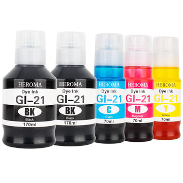 GI-21 G3260 G3270 Ink Refill Bottles Compatible for Canon G3270 G3260 G1220 G2260 G1230 G2270 G4270 G3290 G4280 MegaTank Printers (2BK C M Y)