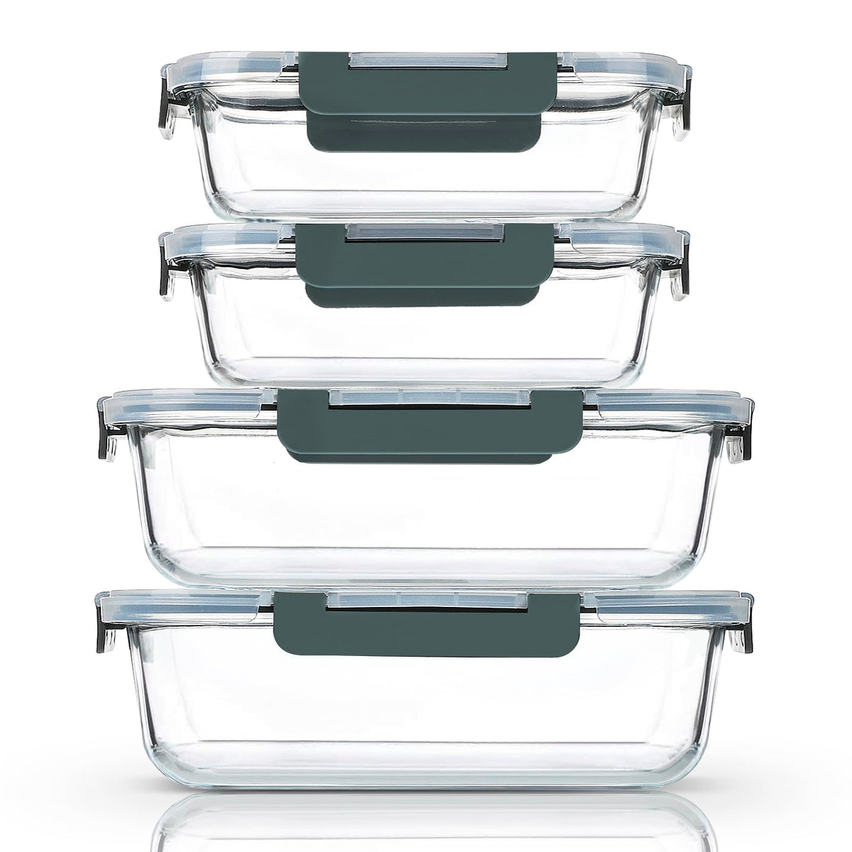 M MCIRCO [80 oz & 36 oz Extra Large Glass Food Storage/Baking Containers Set with Lids, 2 Pack 80 oz(10 cup)&2 Pack 36 oz (4.5 cup) Airtight Glass Container,Microwave,Oven,Freezer and Dishwasher
