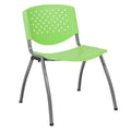 Emma + Oliver Home and Office Green Plastic Stack Chair with Perforated, 20.75"W x 24.5"D x 28.5"H