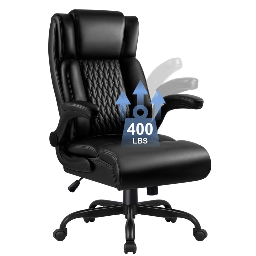 Vendorz Office Chair, Big and Tall 400lbs Heavy Duty Executive Office Desk Chair with Flip-up Armrest, Ergonomic Swivel High Back Office Chairs