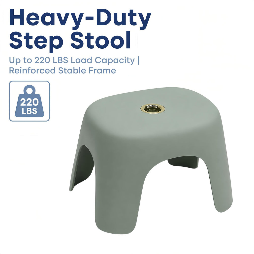 Small Plastic Step Stool - Heavy Duty Abs Shower Stool, Anti-slip Bath Stool for Adults, Compact Foot Stool for Bathroom, Kitchen & Garden