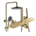 Shower System Brushed Gold Bathroom Shower Faucet Set 3 Functions Shower Fixtures Shower Kit with Valve and Rain Shower Head, 3 Modes Handheld Shower Head