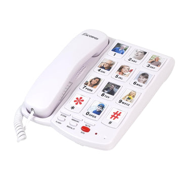 Big Button Phone for Seniors, Corded Landline Telephone with 10 Picture Keys, Phones for Elderly,One-Touch Dialling,Suitable People with Vision Disorders/Hearing Damage (EX-LD-828-01)