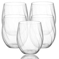 Oojami 40 Pack Stemless Plastic Wine Glasses 12 oz - Unbreakable Crystal Clear Shatterproof Cups, Elegant Wave Design, Disposable or Reusable Wine Glasses for Party, Wedding, Indoor & Outdoor Events