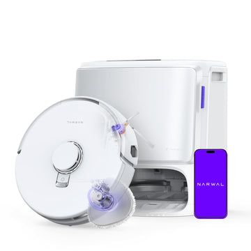 NARWAL Freo Z10 Turbo Robot Vacuum and Mop Combo, 25000Pa Suction, Edge-to-Edge Cleaning, Tangle-Free for Pet Hair, Auto Mop Wash, Smart Avoidance, Self-Emptying, White (Renewed)