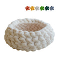 Cat Nest Bed - Premium Self Warming Handwoven Washable Extra Soft Round Cave House for Indoor Kitten & Kitty, Small & Large (Cloud White,Large)