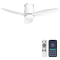 Ohniyou 42'' Flush Mount Ceiling Fans with Lights, Remote/App Control, Dimmable, Silent Indoor/Outdoor Ceiling Fan for Porch, Bedroom, Kitchen, White