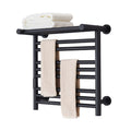 Electric Heated Towel Rail with Timer, 8 Bar Wall Mounted Towel Warmer Drying Rack with Top Shelf, Constant Temperature 304 Stainless Steel Bathroom Towel Radiator, 80W,Black,Hadrwired (Black Hadrwi