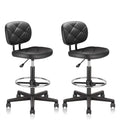 Klasika Tall Drafting Rolling Stool Chair with Low Back Support and Adjustable Foot Rest Ring Set of 2 Pu Leather Vinly Wide Seat Swivel