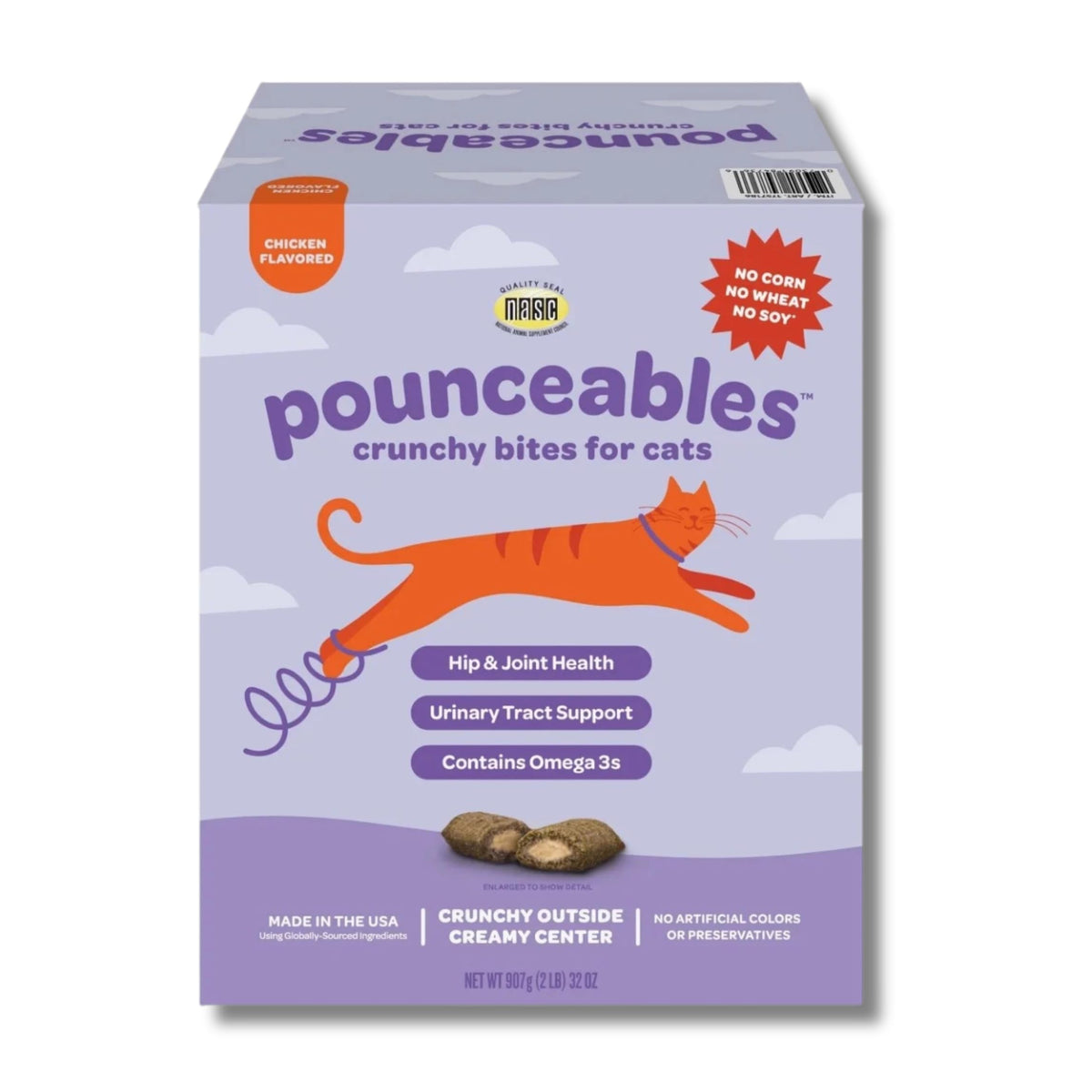 Crunchy Cat Treats, Chicken Flavor, Hip and Joint Health, Urinary Tract Support, Large 32oz Box