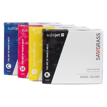 Sawgrass SubliJet UHD Sublimation Ink Cartridge - Black, Cyan, Magenta, Yellow 4 Pack - High-Performance Ink for SG500 & SG1000 Sublimation Printers - Long-Lasting, High-Viscosity Gel Ink