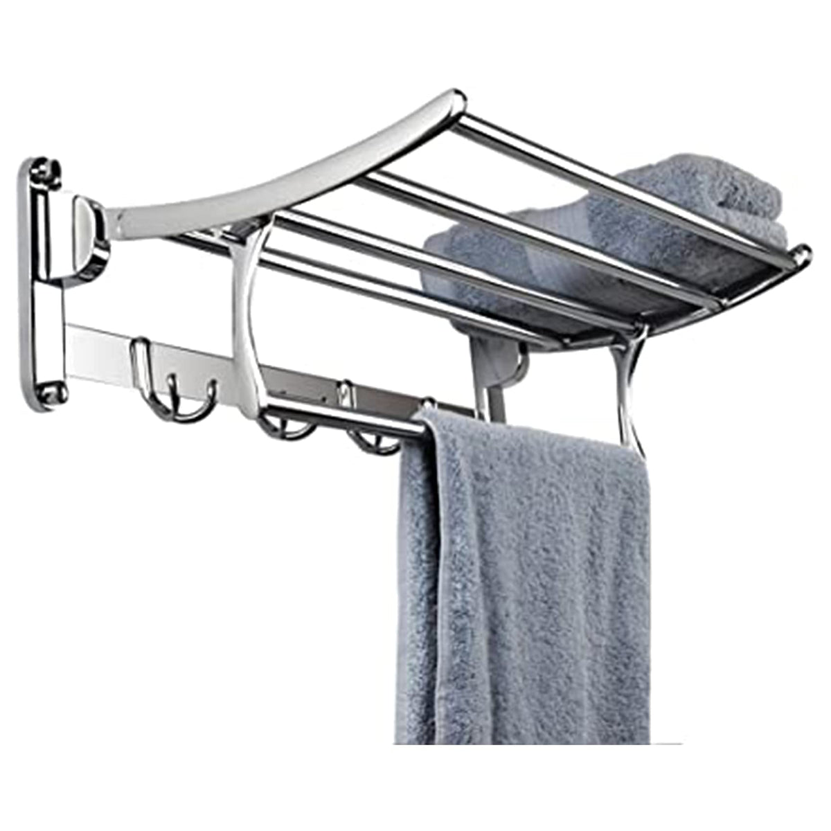 Simple Shelf, Bathroom Towel Rack Foldable Wall Mounted Double Towel Holder,Stainless Steel Metal Towel Bar for Bathroom Shower Kitchen/60Cm Bathroom