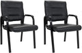 Jupiterforce Waiting Room Chairs, Leather Office Reception Guest Chair No Wheels with Padded Arms Rest for Home Conference Lobby Area Meeting