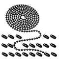 Black Ceiling Fan Pull Chain, 160", 3mm Beaded Ball | Rustproof, 20 Matching Connectors, For Ceiling Fans/Lighting Fixtures