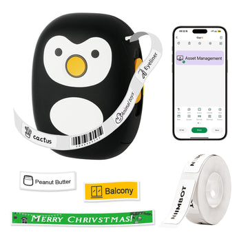 Mini Label Maker, Bluetooth Thermal Small Label Machine with Tape | Wireless Portable Labeler Works with Tablet Phone - Easy to Use for Office Home (Black)