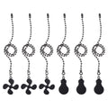 UXCELL 13 Inch Ceiling Fan Extender Set, 6 Pcs Beaded Ball Fan Pull Chain with Decorative Light Bulb and Cord, Black