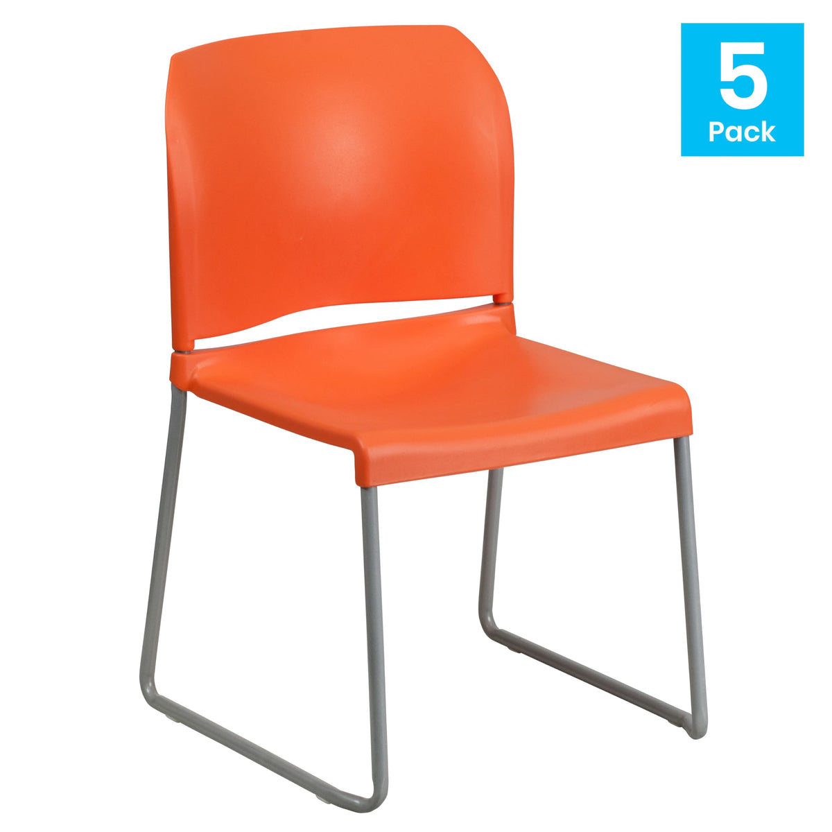 Flash Furniture Hercules Series Contoured Stacking Chairs for Waiting Rooms and Offices, Ergonomic Lobby Chairs with Curved Back, Set of 5,