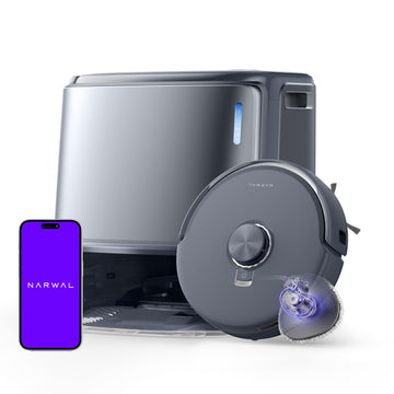 NARWAL Freo Z10 Ultra Robot Vacuum and Mop Combo, Dual RGB Cameras and Chips, AI Avoidance, 8N Corner to Edge Deep Cleaning, Dry-Wet Separation, 18000Pa, Hot Water Wash & Self-Emptying, Gray (Renewed)