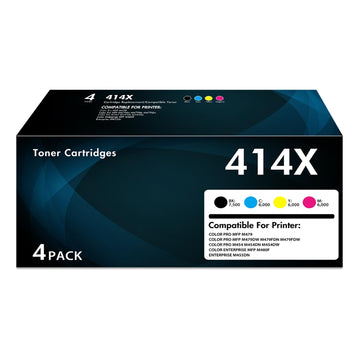 414X Toner Cartridges 4 Pack High Yield Compatible for HP 414X 414A Works for Color LaserJet Pro MFP M479fdw M479fdn M454dw M454dn M479 M454 Printer Black Cyan Yellow Magenta (4 Pack, with Chip)