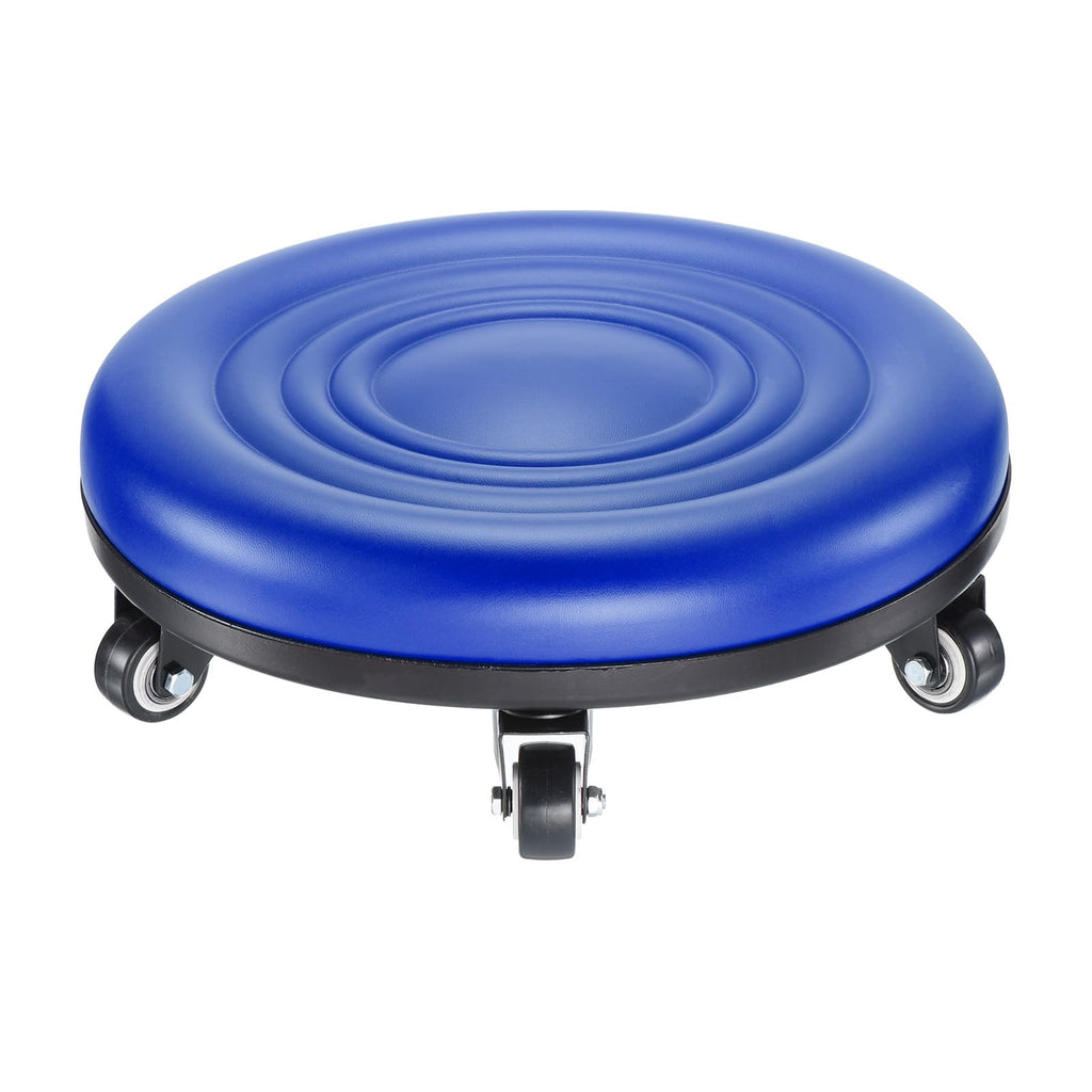 Patikil Low Roller Seat Wheel Stool Chair - Pu Leather Universal Wheel for Home Office Fitness - Round Rolling Short Stool (blue)