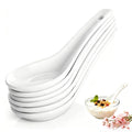 Soup Spoons Set of 6, Asian Ceramic Soup Spoons 5.3" Ramen Spoons Proper for Corelle Pho Miso Wonton Ramen Dumpling Macaron Dishwasher & Oven Safe